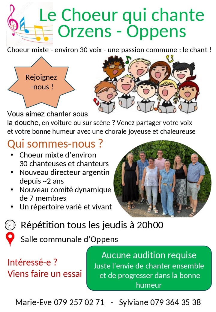 Flyer des soirées 2024 Affiche des soirées du Coeur qui chante en 2024, par Frédéric Burkhard